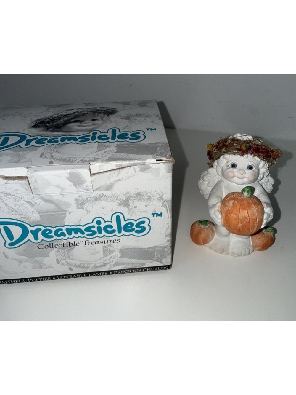 VINTAGE Dreamsicles Pumpkin Patch Cherub Figurine Halloween Kristin Fall Decor